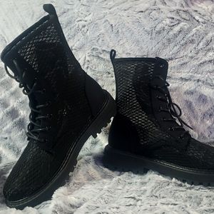 Fishnet Combat Boots